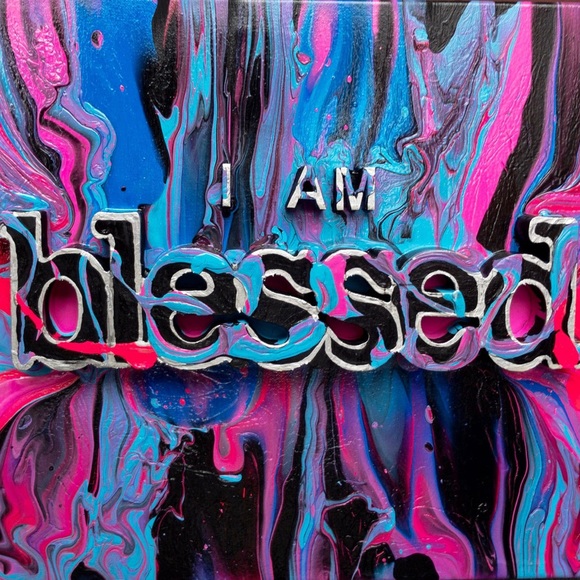 I Am Blessed 3D Colorful, Flowing, Original, Medium, Affirmation Art Painting - Picture 3 of 5